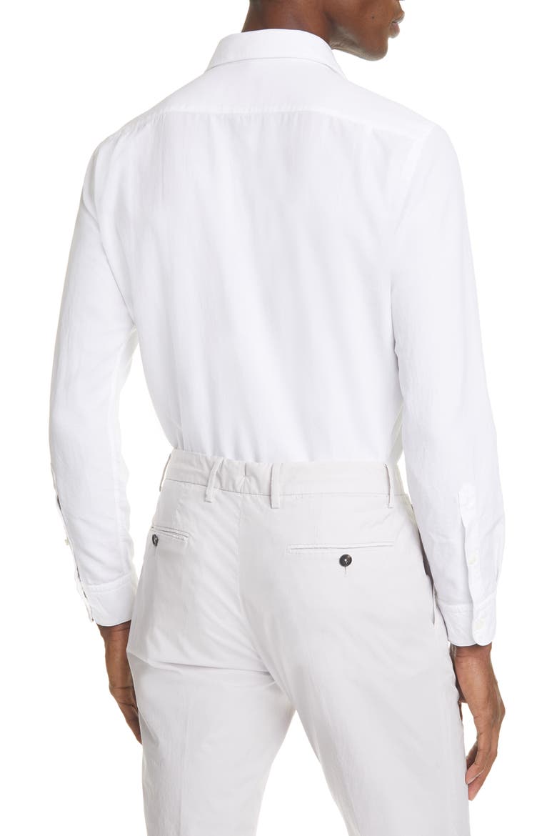 Ermenegildo Zegna Classic Fit Garment Dyed Button-Up Shirt, Alternate, color, WHITE
