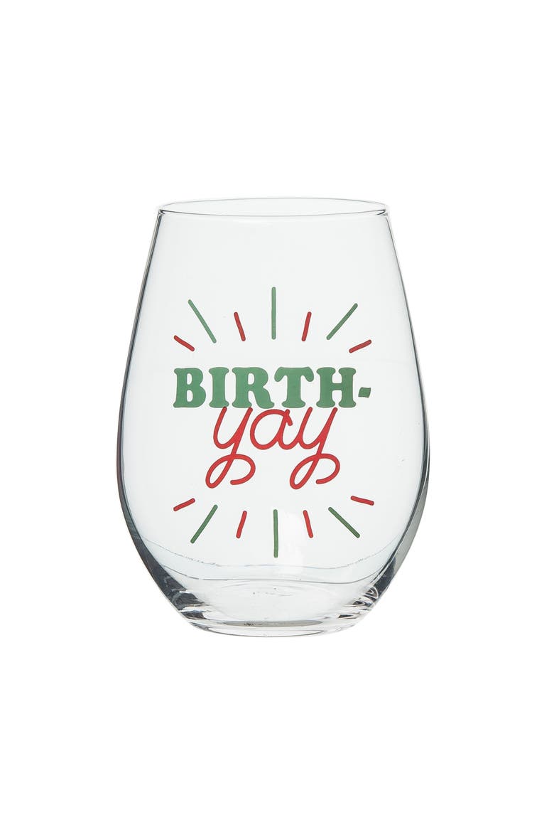 Birth-YAY! Wine Glass Clear 18 oz, Main, color, Clear