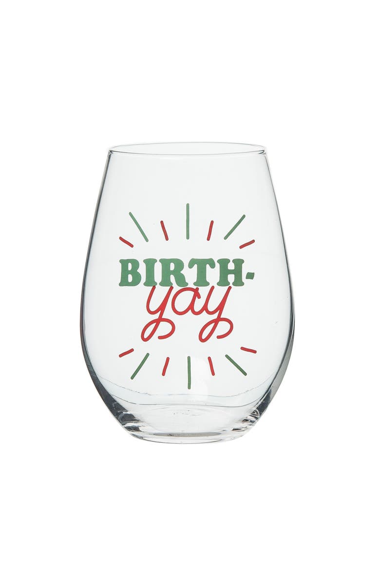 Totalee Gift Birth-YAY! Wine Glass Clear 18 oz, Main, color, Clear