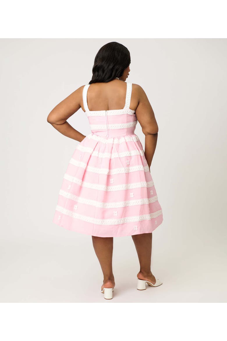 Plus Size 1960s Swing Sundress, Alternate, color, Pink w/ White Stripe