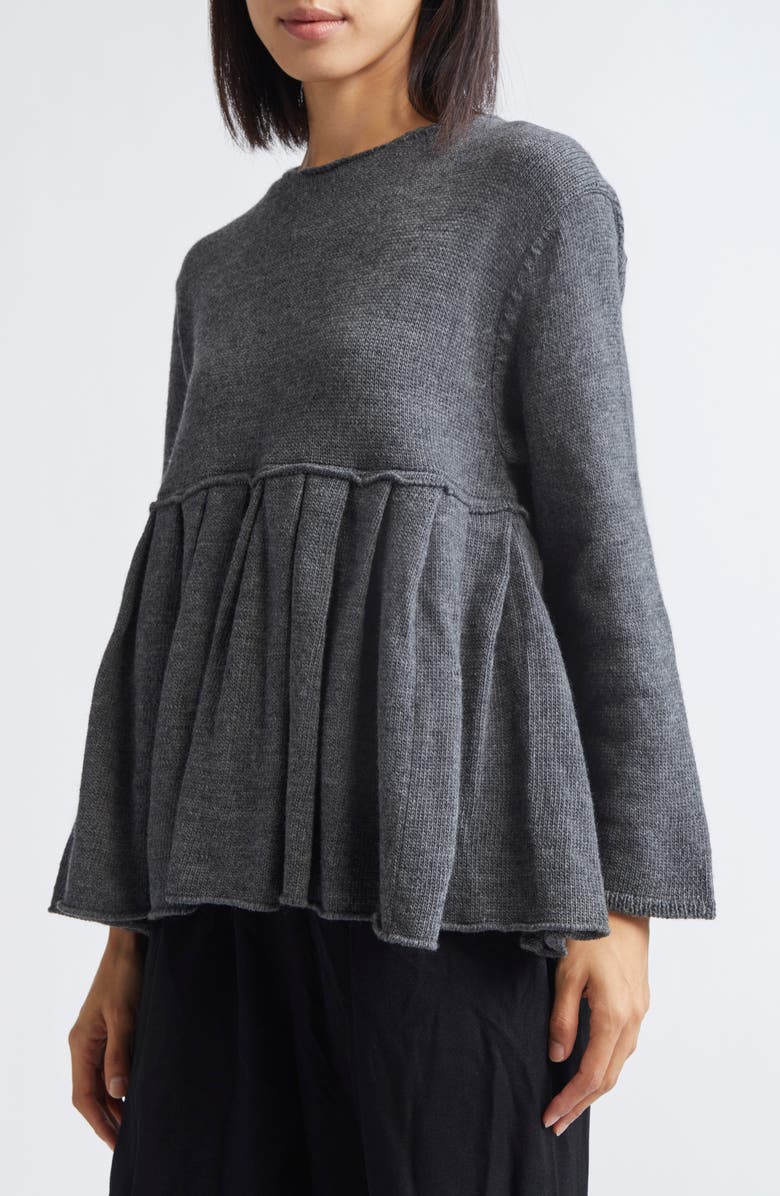 Comme des Garçons Comme des Garçons Wool Jersey Peplum Sweater, Alternate, color, Charcoal