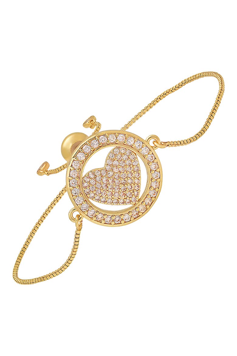 Pavé CZ Heart Slide Bracelet, Alternate, color, GOLD
