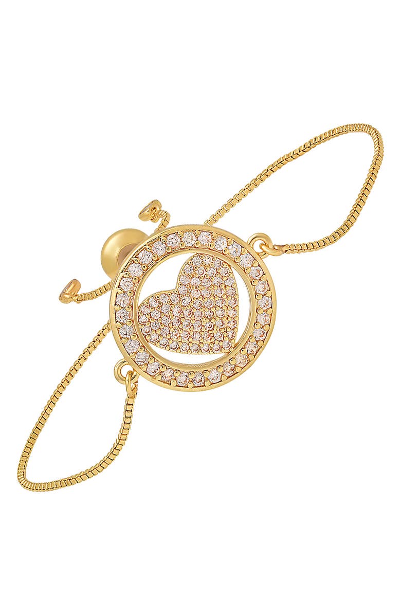 HMY JEWELRY Pavé CZ Heart Slide Bracelet, Alternate, color, Gold