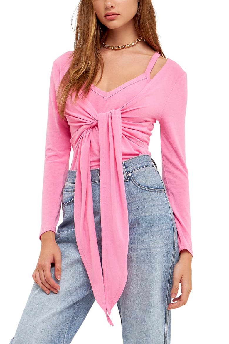 Two-Piece Cardigan & Camisole Set, Alternate, color, PINK