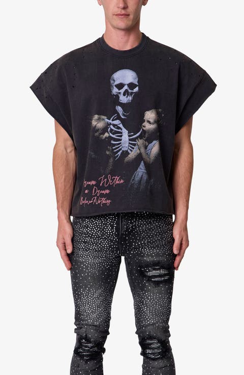 Dream Distressed Graphic Cutoff T-Shirt