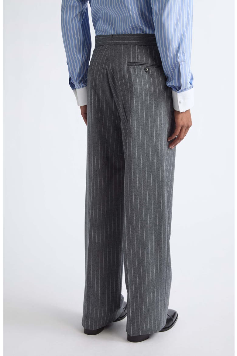 Pinstripe Twill Flannel Wide Leg Pants, Alternate, color, GREY