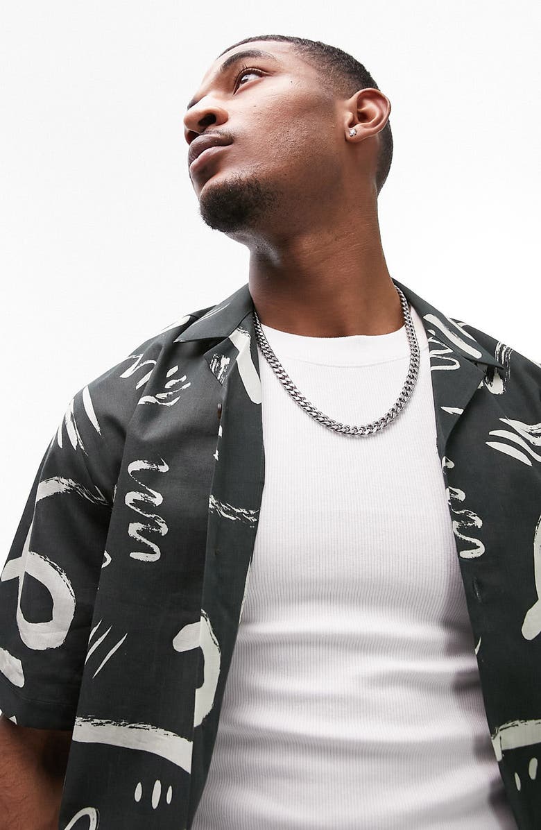 Topman Abstract Print Short Sleeve Button-Up Camp Shirt, Alternate, color,