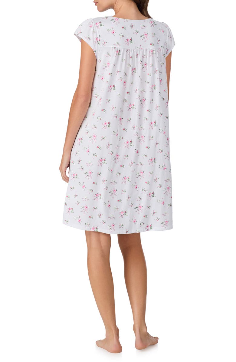 Eileen West Floral Cap Sleeve Short Cotton Nightgown, Alternate, color, Pink Bouquet