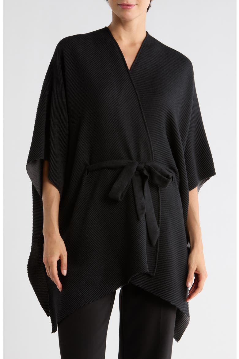 Reversible Pleated Belted Topper, Main, color, BLACK