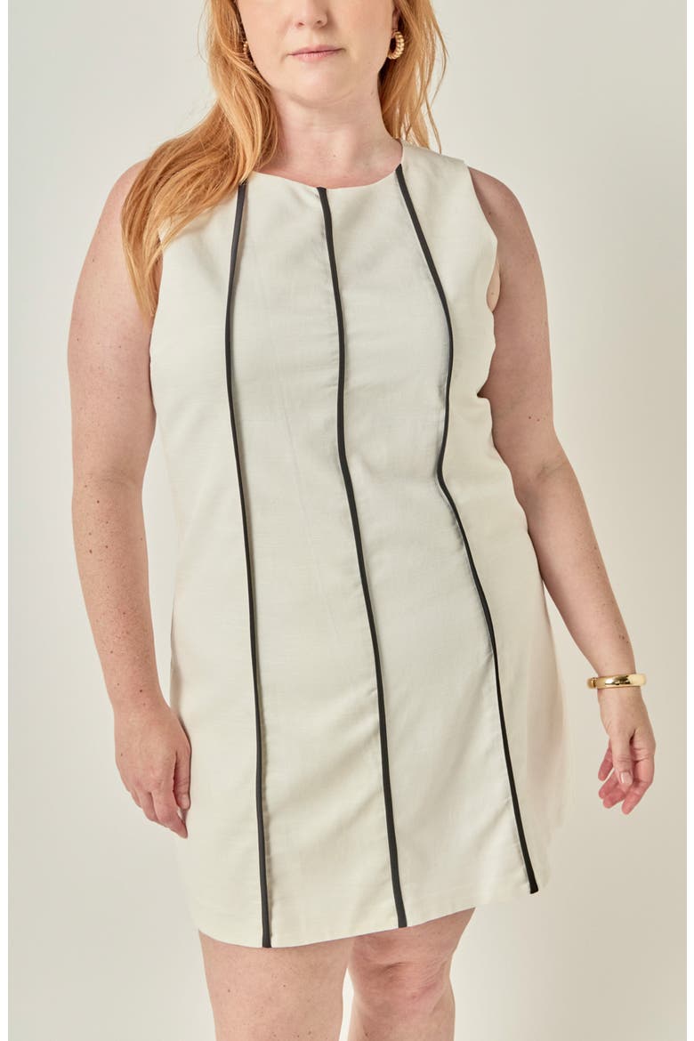 Sleeveless Minidress, Alternate, color, WHITE/ BLACK