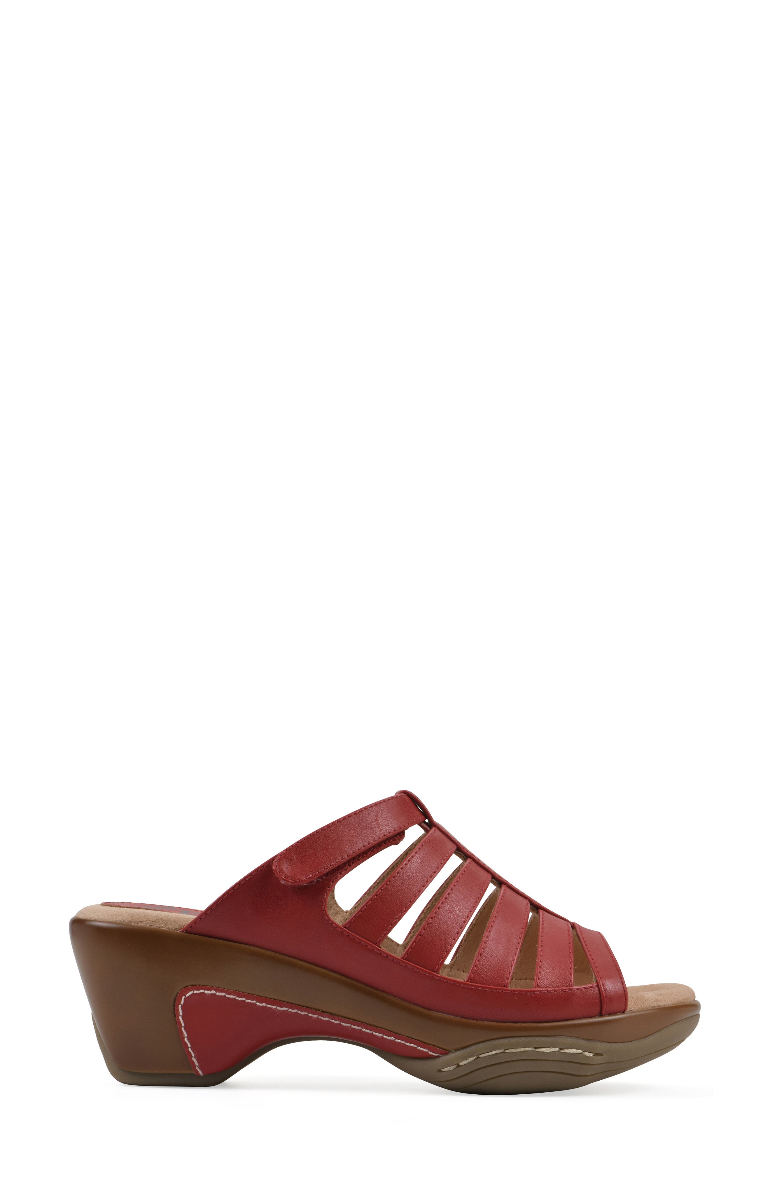 Valencia Wedge Sandal, Alternate, color, RED BURNISHED SMOOTH