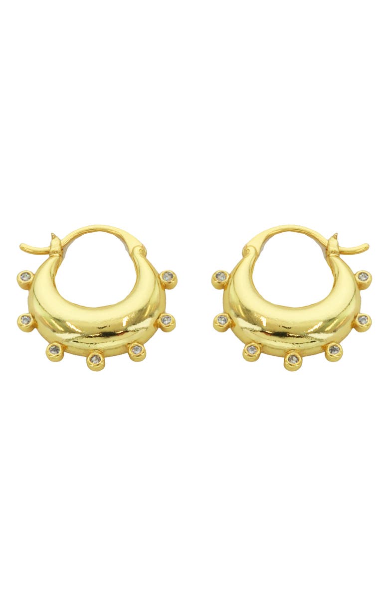 Panacea Crystal Lined Hoop Earrings, Main, color, Gold