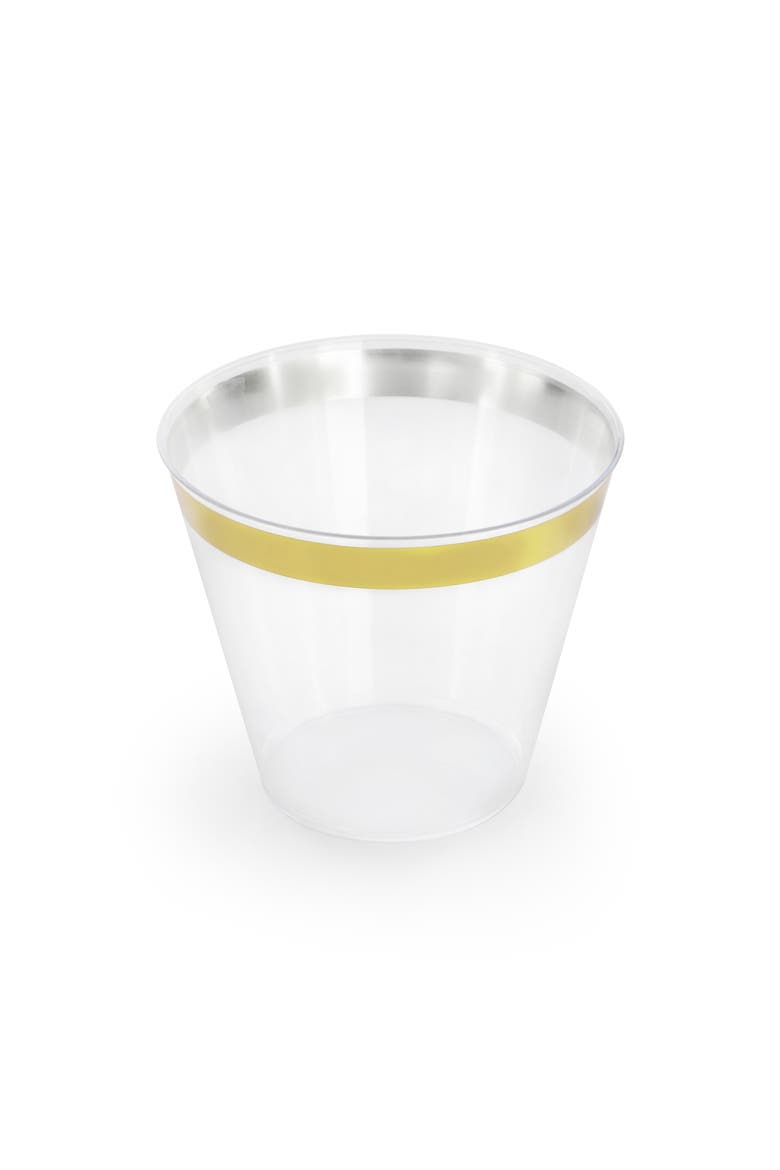 Disposable Plastic Dinnerware Party Set in Black and Gold, Alternate, color, Black