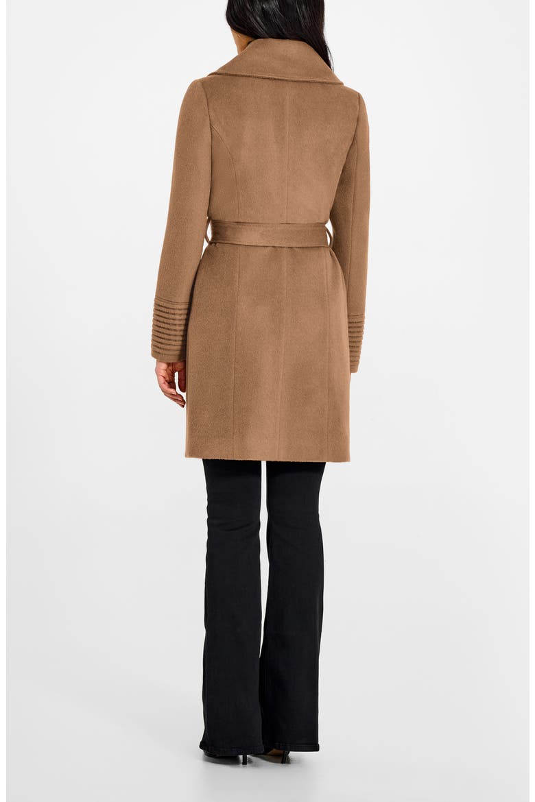 Baby Alpaca & Wool Large Notched Lapel Wrap Coat, Alternate, color, BROWN