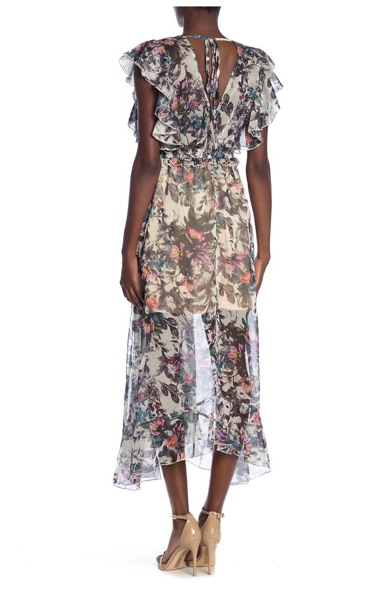 TOV Ruffle Floral Midi Dress, Alternate, color, 
