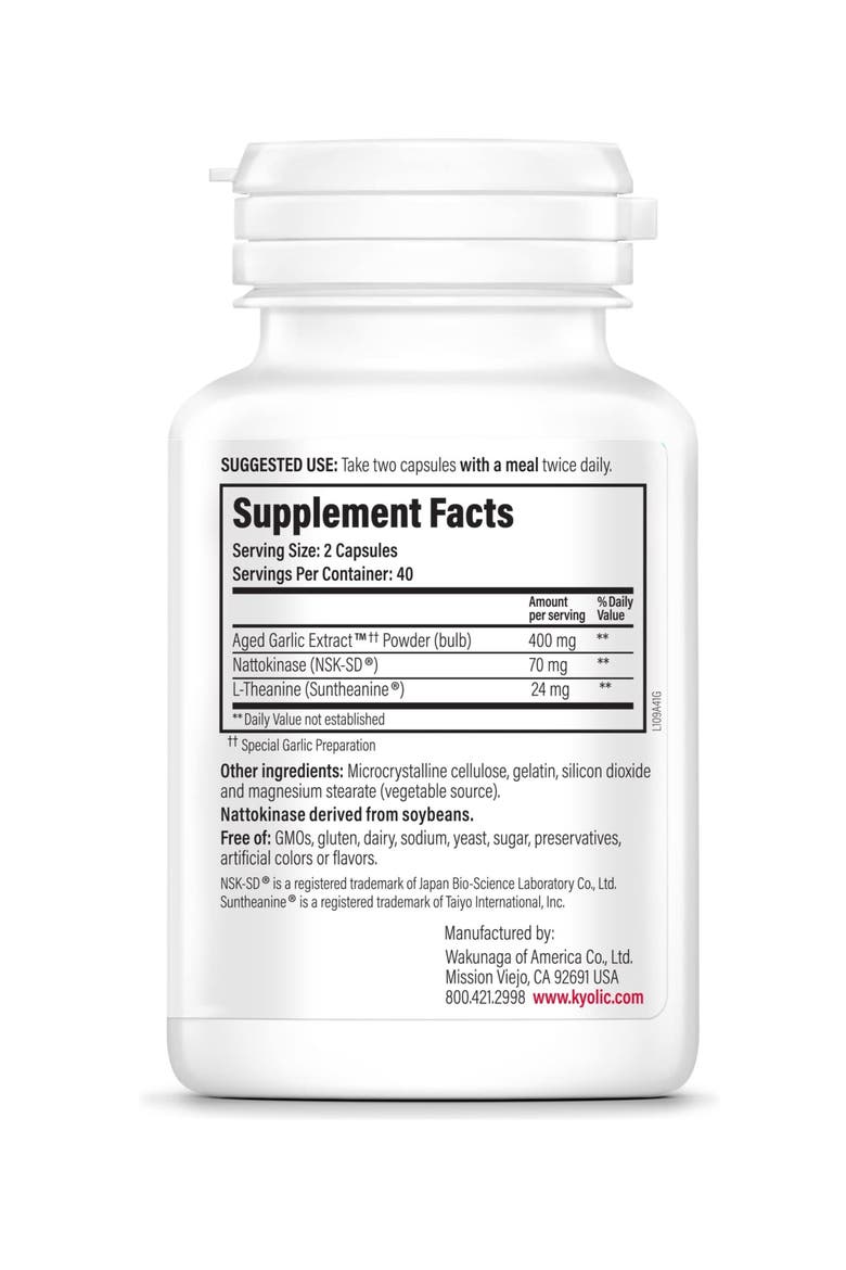 Aged Garlic Extract Supplement for Blood Pressure and Cardiovascular Health Support(40 servings), Alternate, color, None