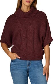Wit & Wisdom Cable Stitch Elbow Sleeve Turtleneck Sweater