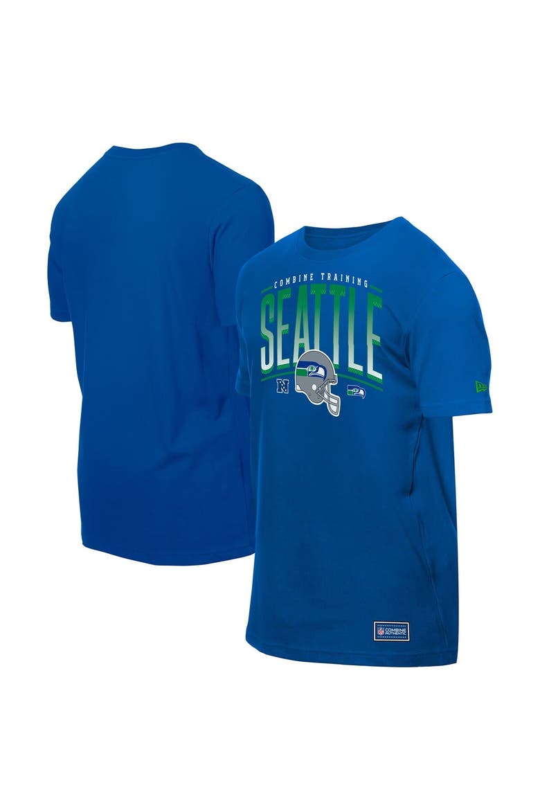 Men's New Era  College Navy Seattle Seahawks Combine Authentic Training Throwback T-Shirt, Main, color, College Navy