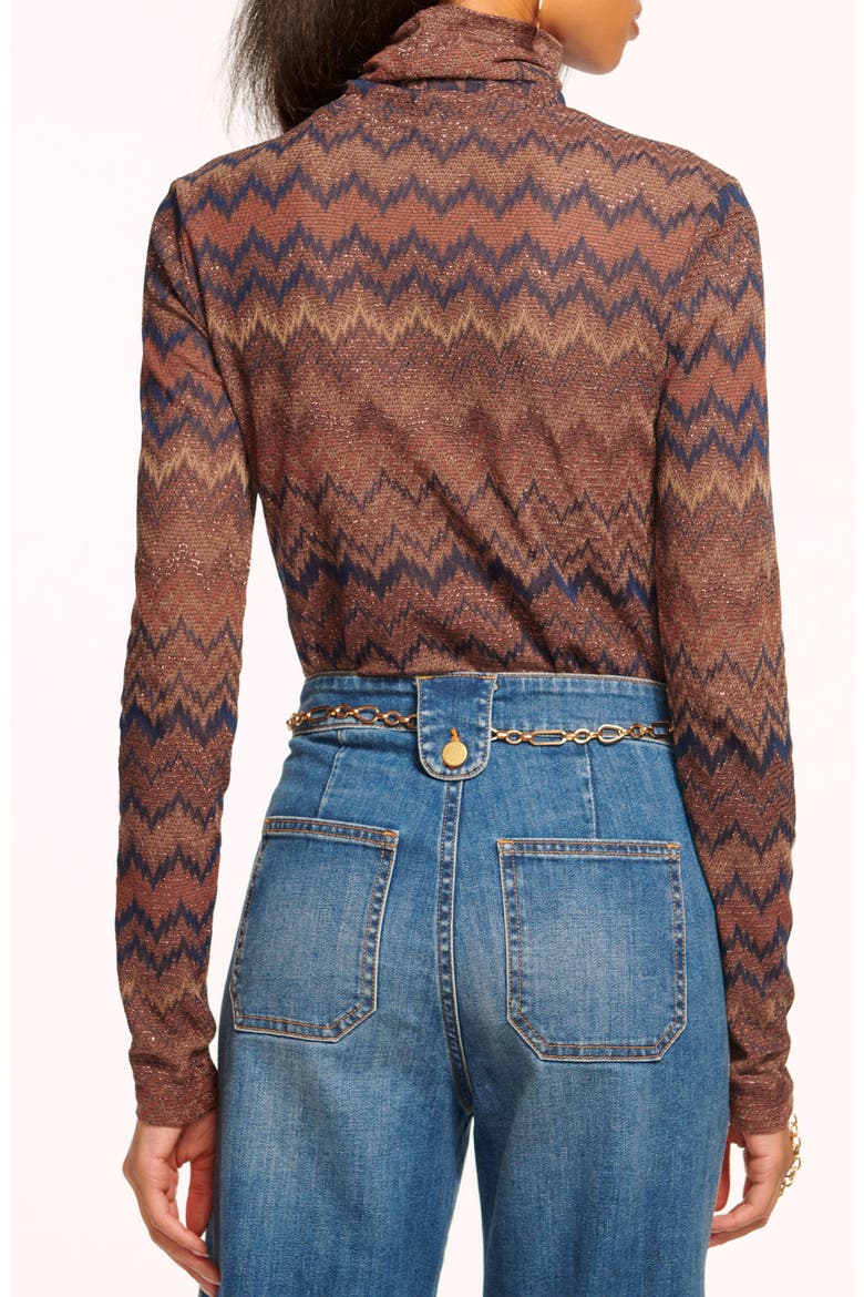 Prudence Metallic Chevron Turtleneck Top, Alternate, color, SADDLE CHEVRON