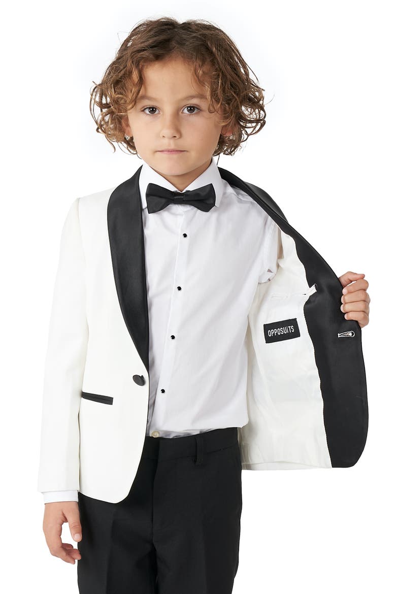 Kids' Two-Piece Tuxedo Suit with Bow Tie, Alternate, color, WHITE