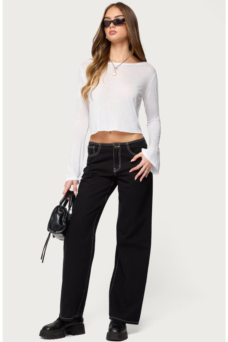 Catalena Sheer Long Sleeve Top, Alternate, color, WHITE