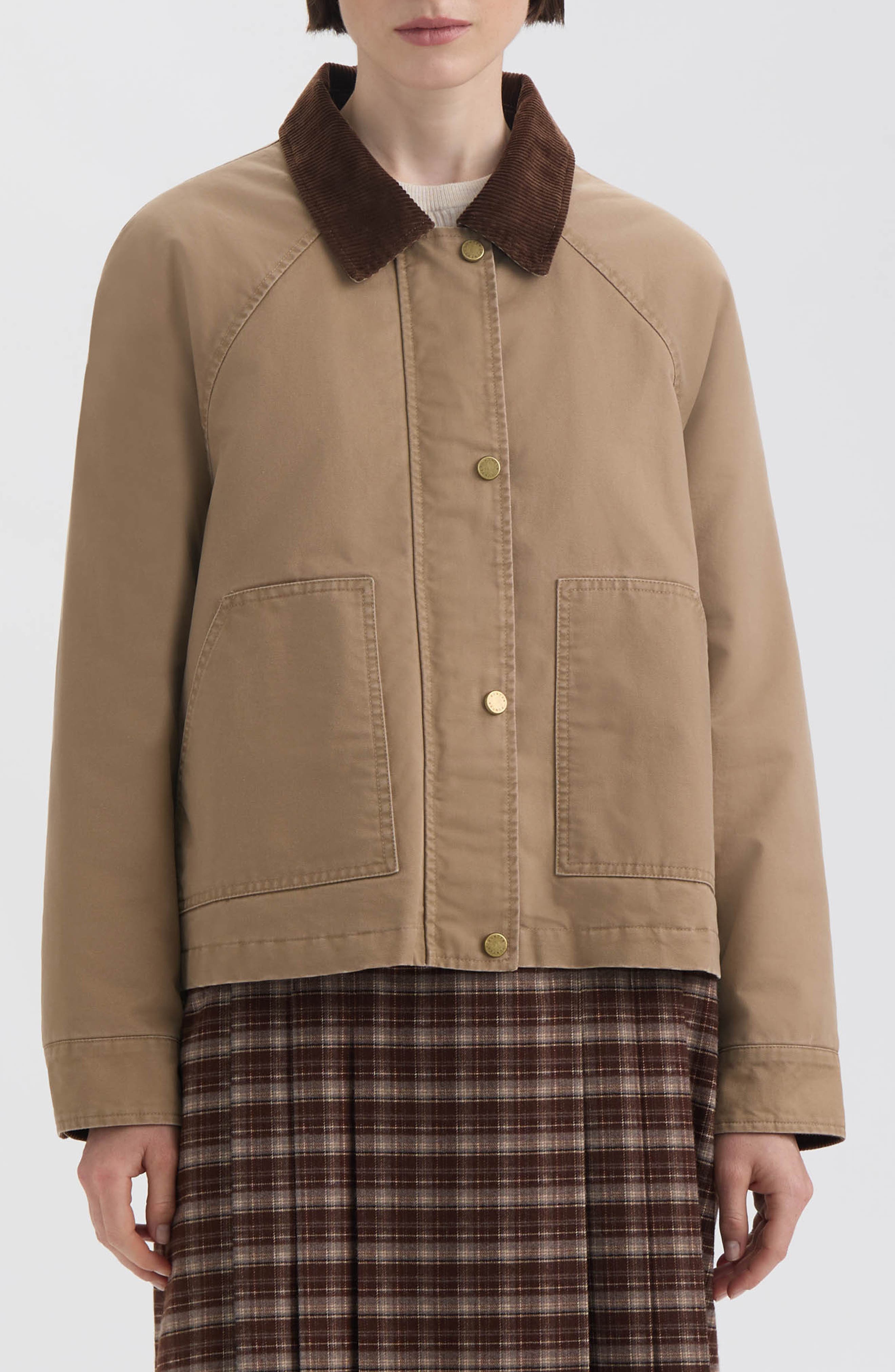 Hunter Corduroy Collar Raglan Sleeve Cotton Barn Jacket