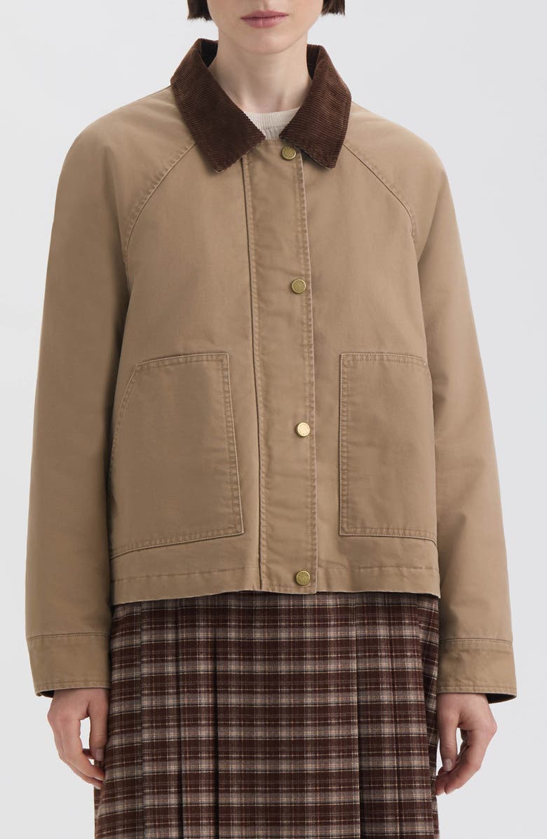 Hunter Corduroy Collar Raglan Sleeve Cotton Barn Jacket, Main, color, Tan