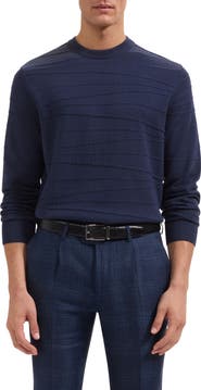 Bugatchi Textured Cotton & Silk Crewneck Sweater