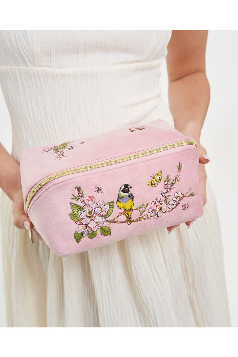Love Velvet Embroidered Cosmetic Pouch, Alternate, color, Light/Pastel Pink