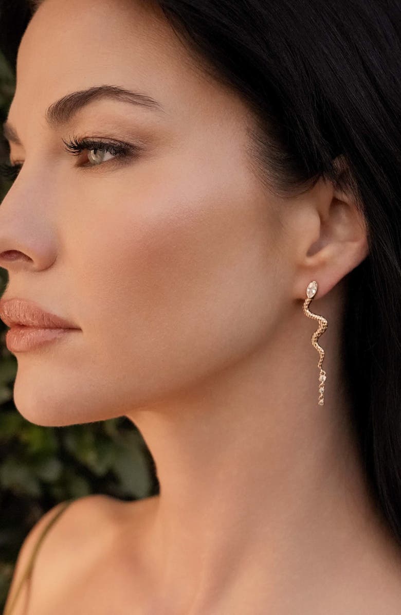 Ettika Serpentina Linear Earrings, Alternate, color, Gold