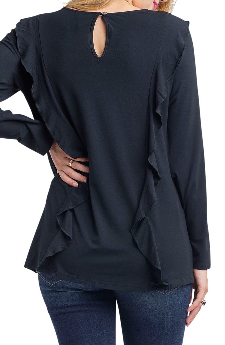 Nom Maternity Fiona Ruffle Trim Maternity/Nursing Top, Alternate, color, 