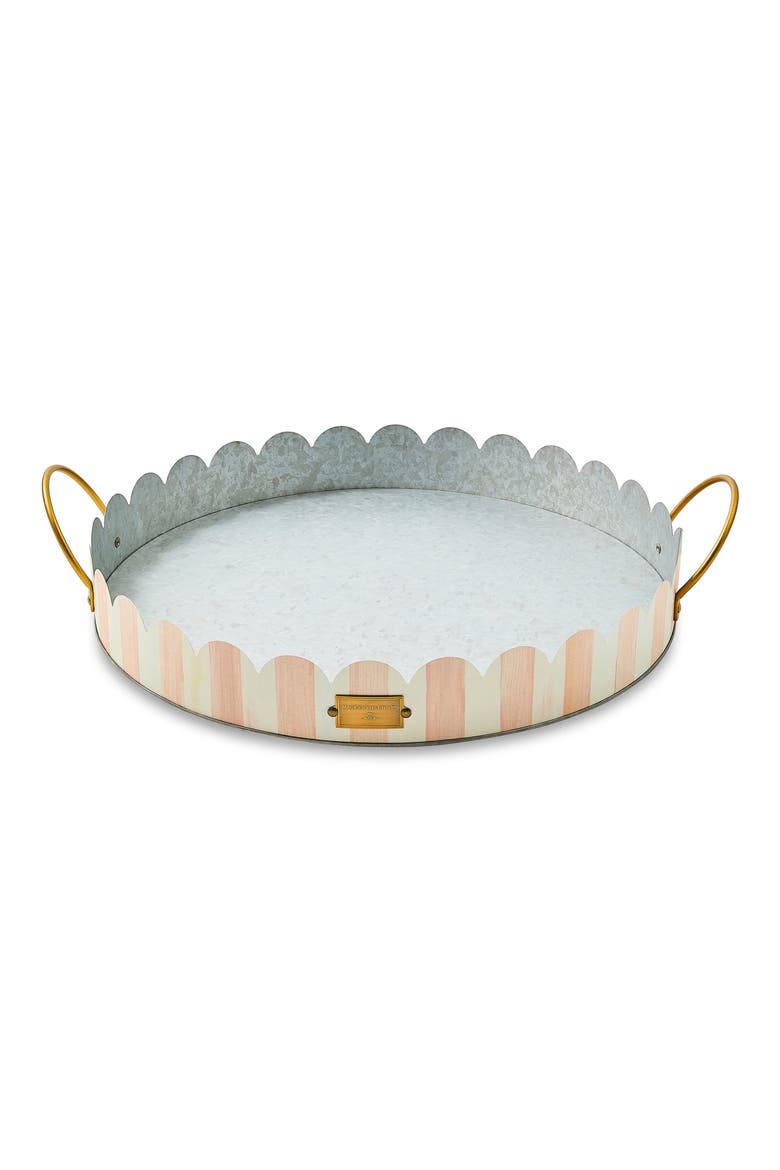 Rosy Stripe Set of 2 Serving Trays, Alternate, color, ROSY