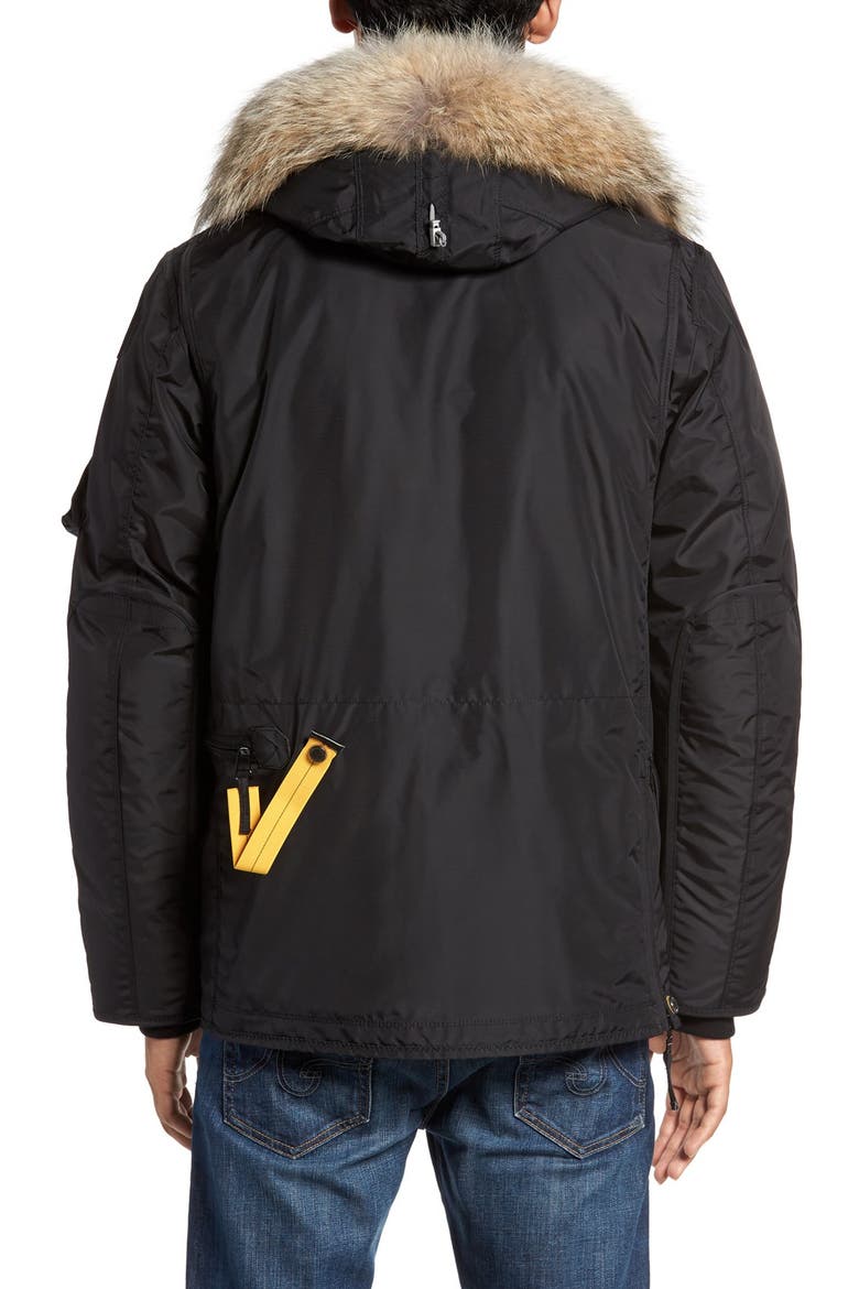 'Right Hand' Water Repellent Down Jacket with Faux Fur & Genuine Coyote Fur Trim, Alternate, color, BLACK