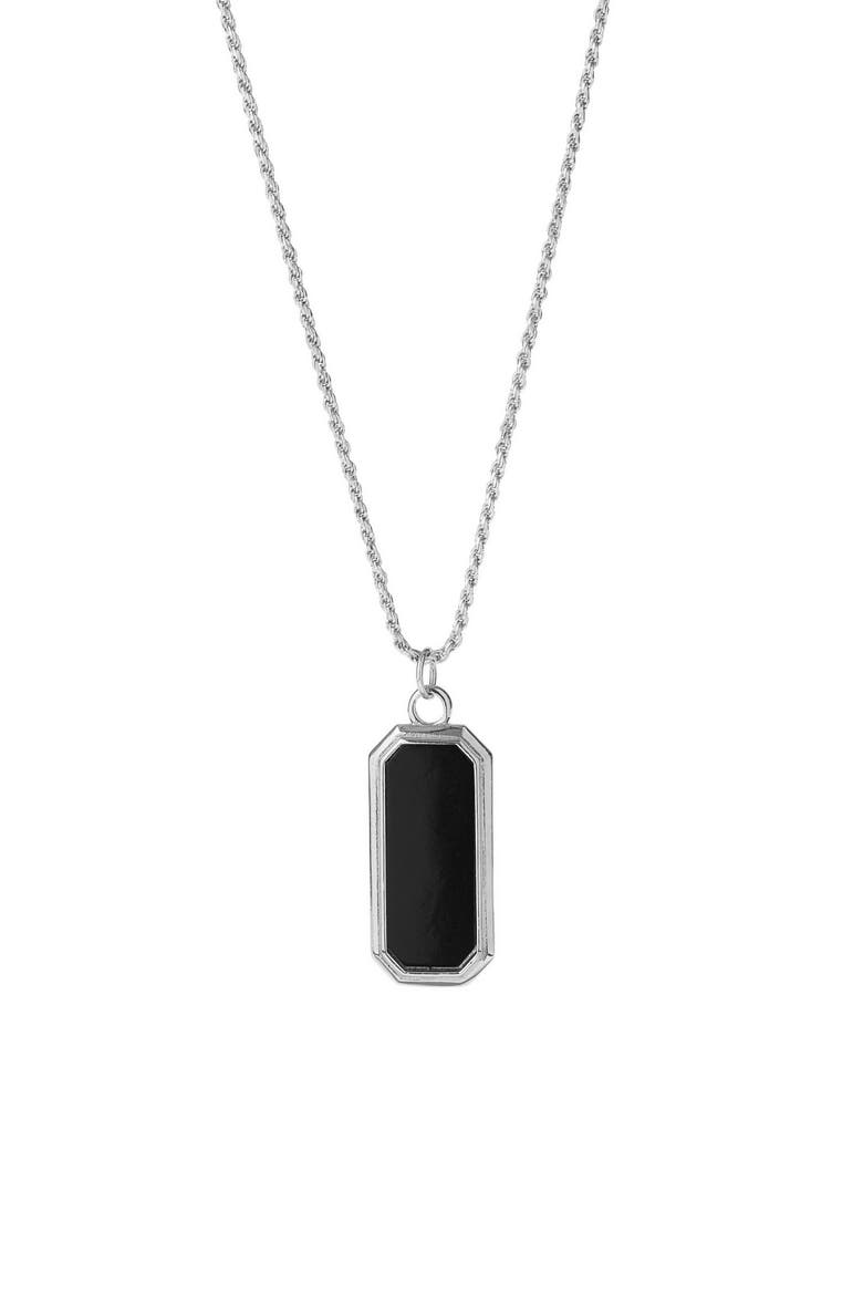 Men's Onyx Frame Pendant Necklace, Main, color, SILVER