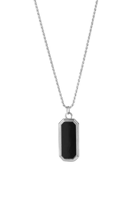 Men's Onyx Frame Pendant Necklace