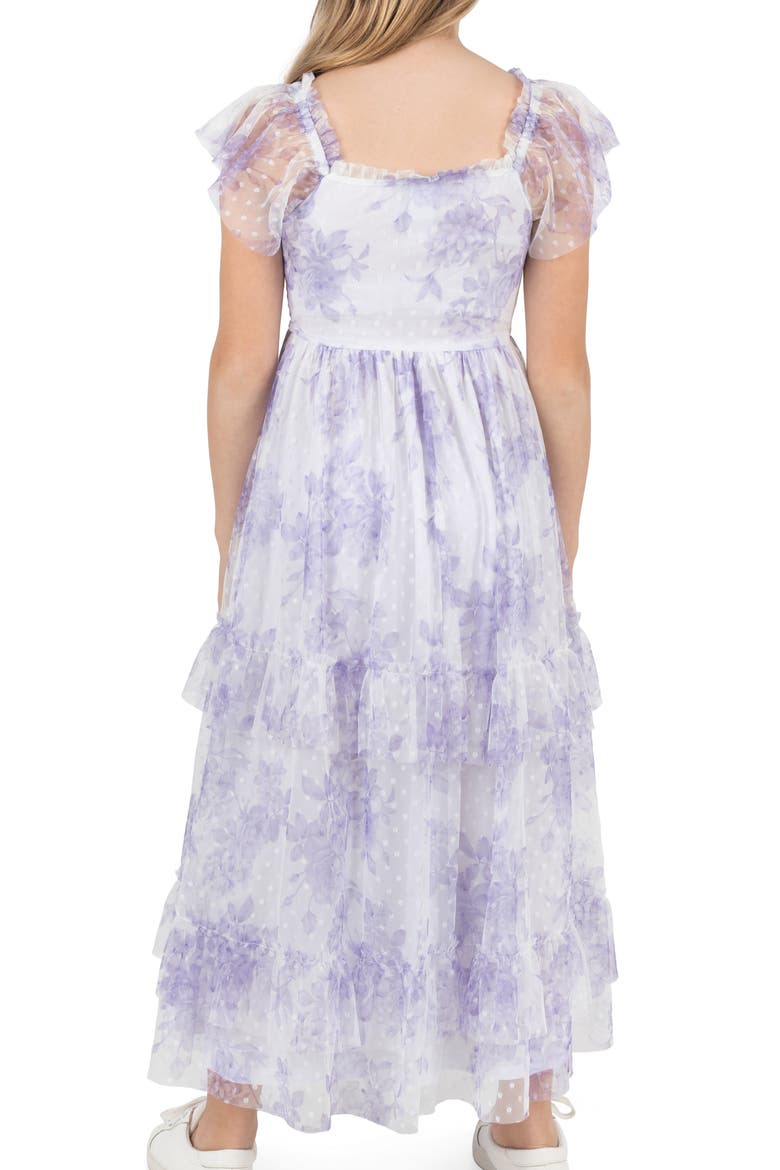 Kids' Smocked Clip Dot Tiered Dress, Alternate, color, LILAC