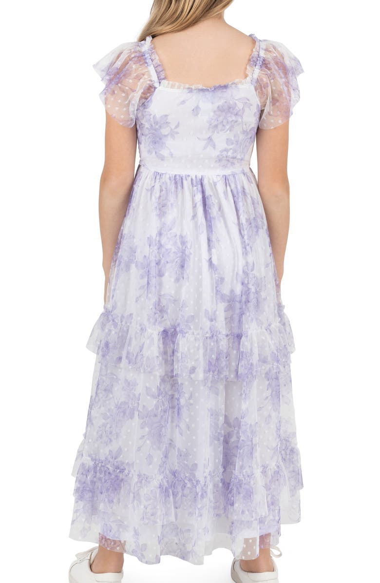 Rare Editions Kids' Smocked Clip Dot Tiered Dress, Alternate, color, Lilac
