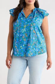 SUGARLIPS Floral Ruffle Cap Sleeve Top