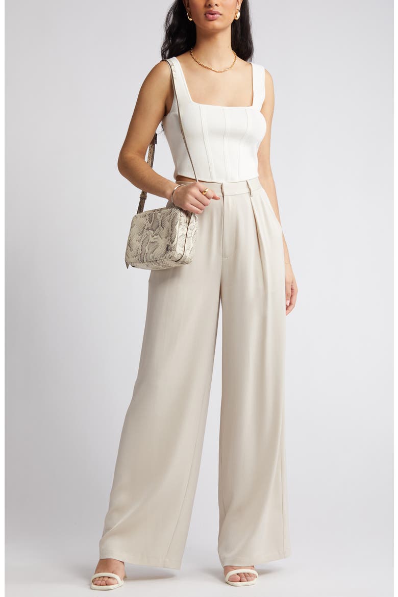 Jennie High Waist Wide Leg Satin Pants, Main, color, GREY