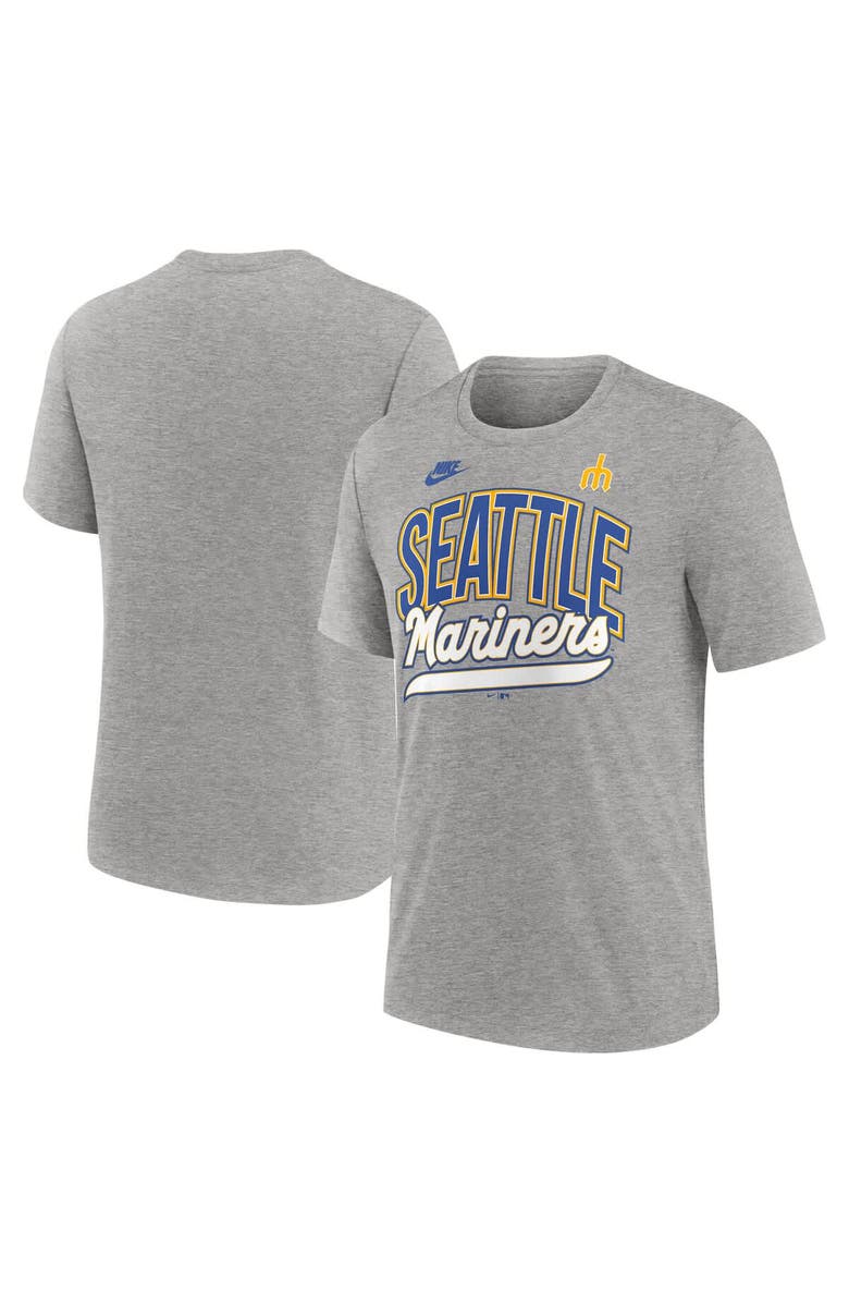 Nike Men's Nike Heather Gray Seattle Mariners Cooperstown Collection Retro Tri-Blend T-Shirt, Alternate, color, Heather Gray