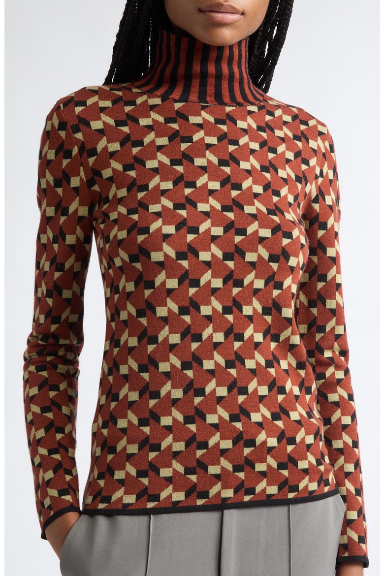 Merino Wool Jacquard Sweater, Alternate, color, BROWN