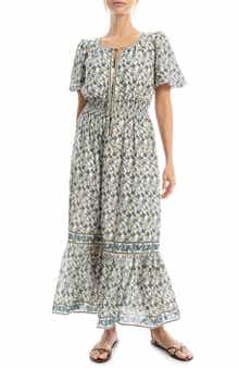 MAX STUDIO Bubble Sleeve Tiered Maxi Dress