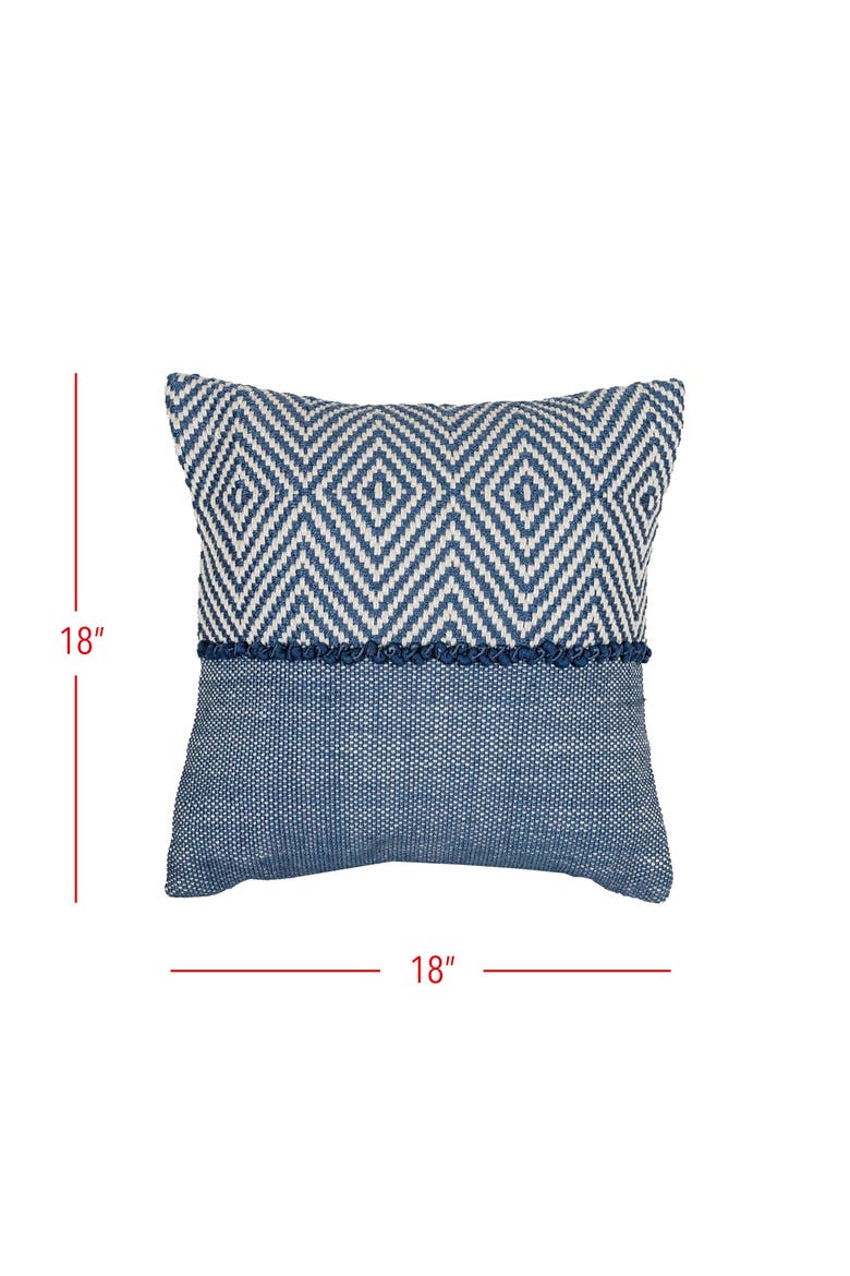 Outdoor Geometric Filled Throw Pillow, 18" x 18" Blue, Alternate, color, Blue