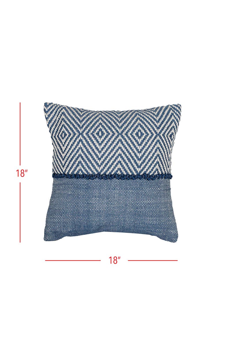 Foreside Home and Garden Outdoor Geometric Filled Throw Pillow, 18" x 18" Blue, Alternate, color, Blue