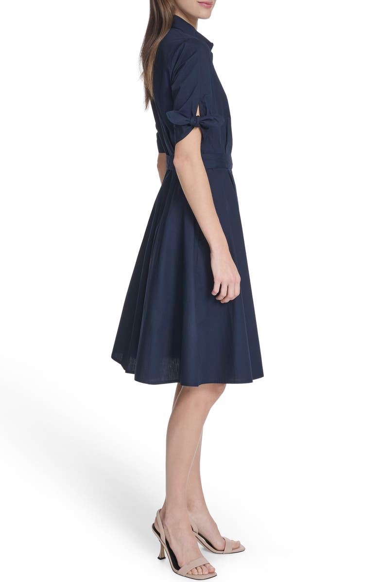 Calvin Klein Solid Cotton Shoulder Tie Shirtdress, Alternate, color, Indigo