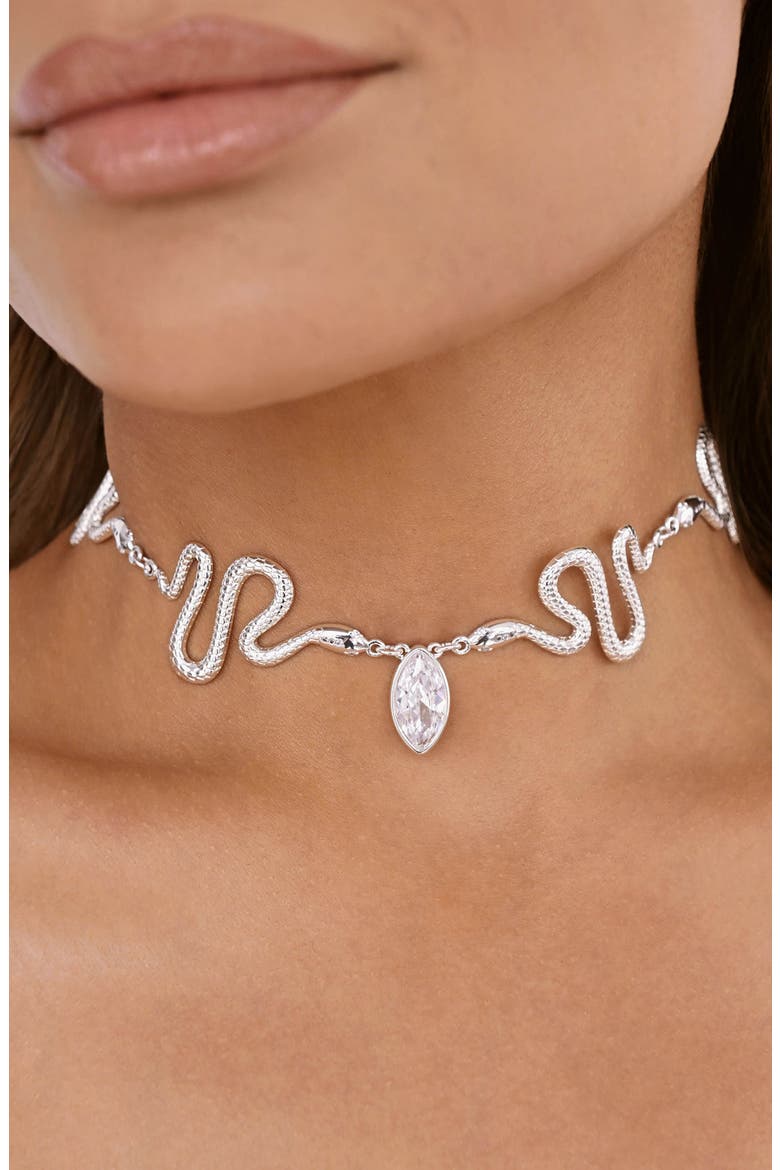 Serpentina Choker Necklace, Alternate, color, SILVER