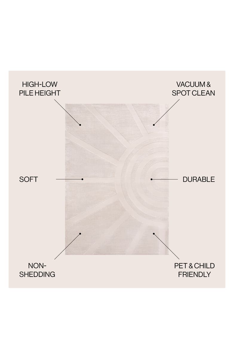 JONATHAN Y Aelius MidCentury Scandinavian Abstract Sun Two-Tone High-Low Area Rug, Alternate, color, White/Cream