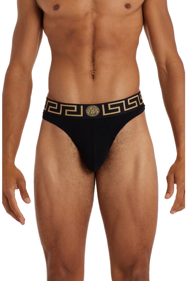 Greca Border Jockstrap, Main, color, BLACK/ GOLD
