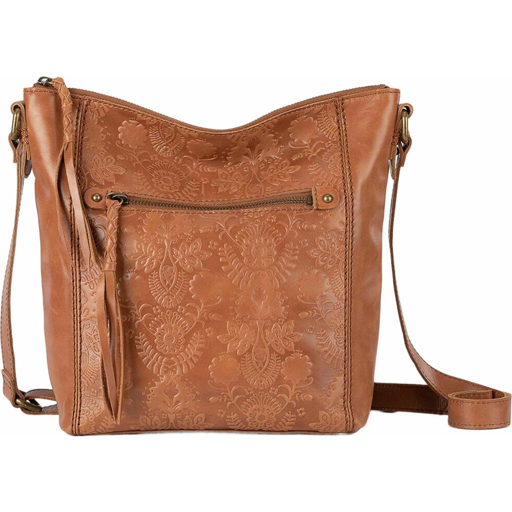 The Sak Ashland Leather Crossbody Bag in Tobacco Floral Emboss  product