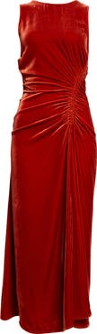 Ulla Johnson Cornelia Side Ruched Velvet Gown